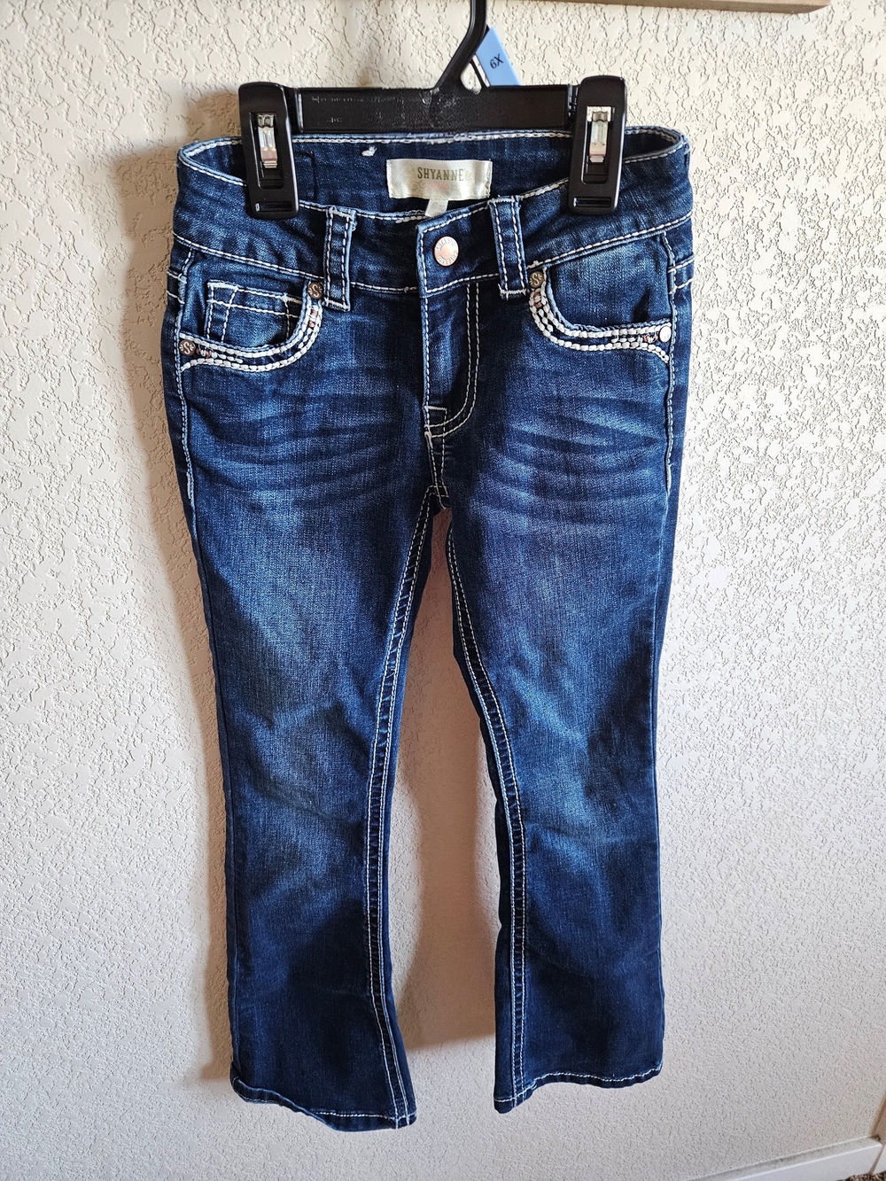 Shyanne Dark Blue Rhinestone Accent Bootcut Jeans